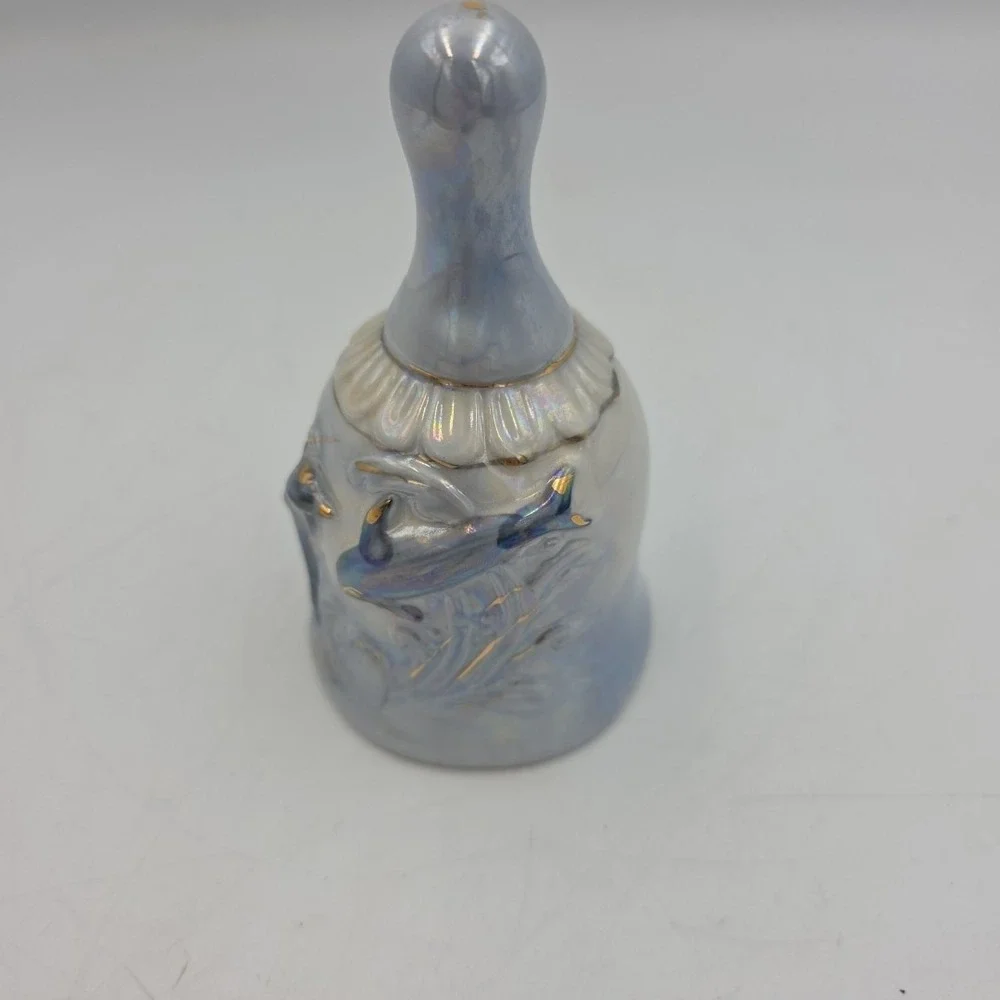 Dolphin Ceramic Decorative Pottery Bell Blue Beige Brown Hand Painted Nautical